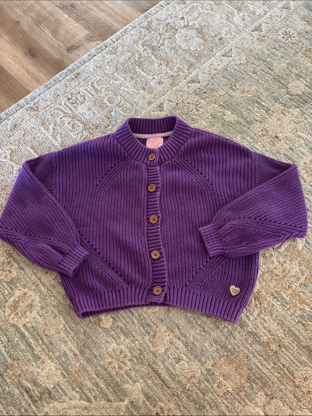 Souris Mini Purple Button-Front Knit Cardigan Sweater - Size 6